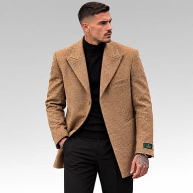 نیم پالتو مردانه داخل آستر کد LP-0140- قهوه ای روشن