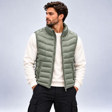 پافر مردانه ساده کلاه‌دار کد LP-40525005- سبز